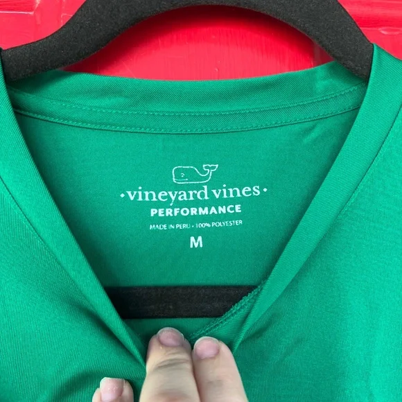 Vineyard Vines Men's Medium Performance Green Golf Short Sleeve Shirt Outdoor - Picture 4 of 4